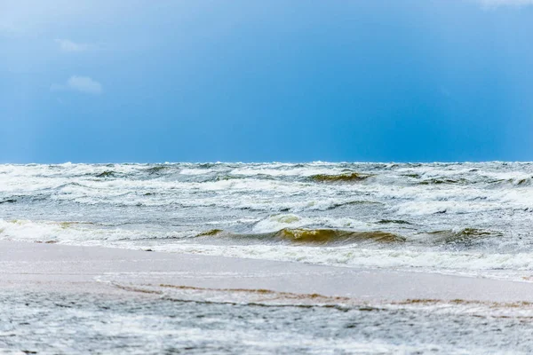 Stormy Weather Cloudy Blue Sky Waves Baltic Sea Latvia — Stock Photo, Image