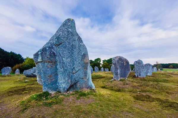 Antigas Pedras Granito Menir Noite Carnac França — Fotografia de Stock