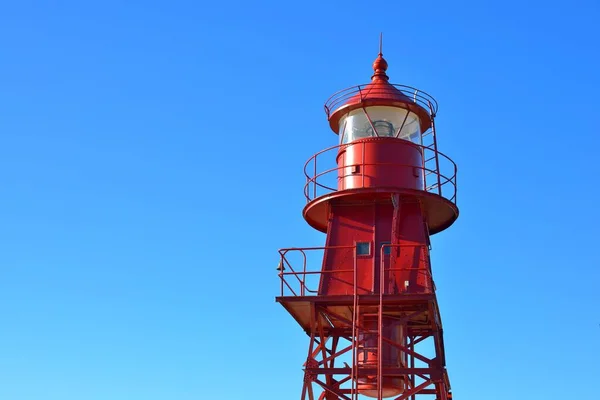 Faro Rojo Contra Cielo Azul Claro Primer Plano Dinamarca Europa — Foto de Stock