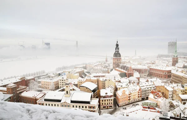 Panoramisch Uitzicht Oude Binnenstad Van Riga Daugava Rivier Vanaf Sint — Stockfoto