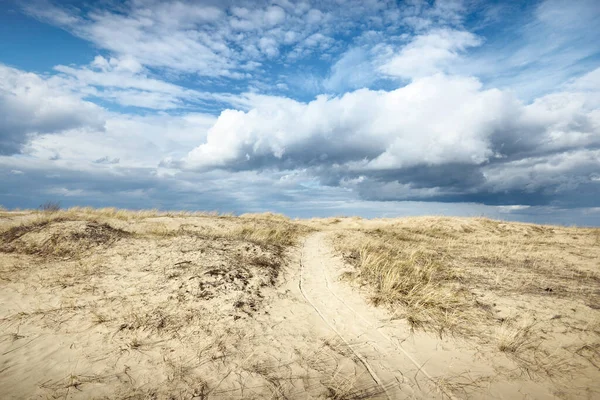 Güneşli Bir Bahar Gününde Baltık Denizi Nin Kum Tepeleri Kumlu — Stok fotoğraf