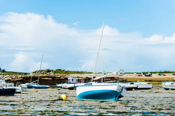 Yachts Marée Basse Plouguerneau Bretagne France Gros Plan — Photo