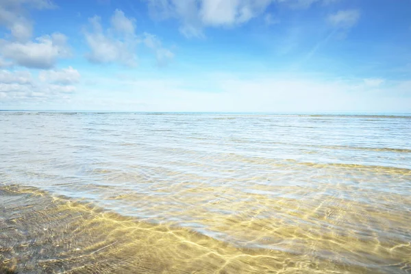 在阳光灿烂的日子里 可以看到波罗的海的沙滩海岸 晶莹清澈的水Kemeri 拉脱维亚 — 图库照片