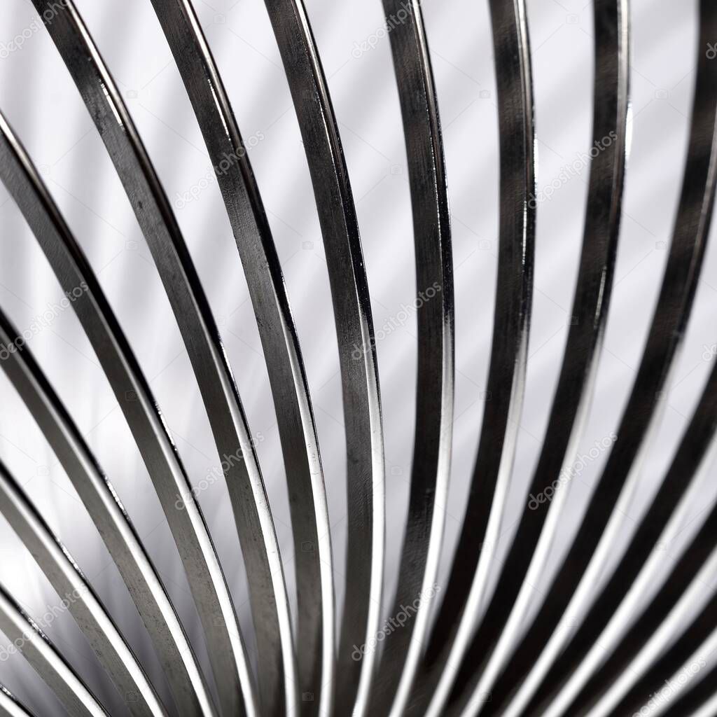 Metal slinky toy close-up