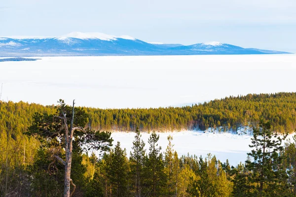 Panoramic Aerial View Shores Kandalaksha Bay Mountains Forests Kola Peninsula — Stock Photo, Image