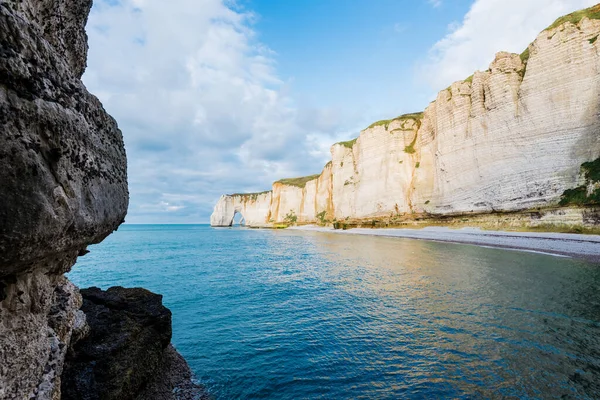 Vista Etretat Falésias Brancas Normandia França — Fotografia de Stock