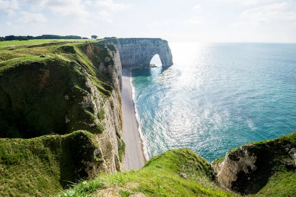 Vista Etretat Falésias Brancas Normandia França — Fotografia de Stock
