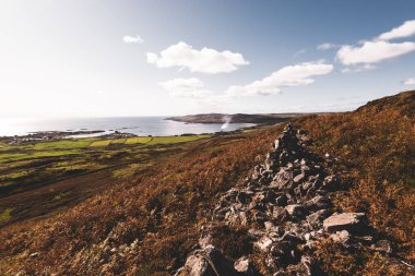 Panoramic view of the valleys hills and rocky shores of Isle of Islay. Inner Hebrides, Scotland, UK. Idyllic landscape. Travel destinations, national landmark, recreation, environmental conservation clipart