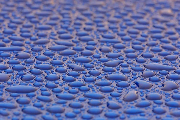 Fondo Azul Brillante Gotas Agua Cristalina Gotas Lluvia Patrón Natural —  Fotos de Stock