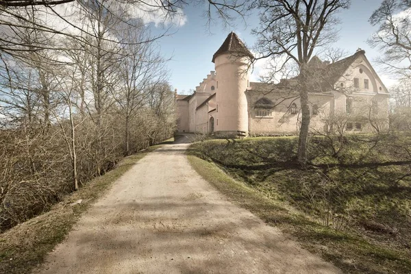 Low Angle Panoramic View Edole Castle Courland Kurzeme Western Latvia — Stock Photo, Image