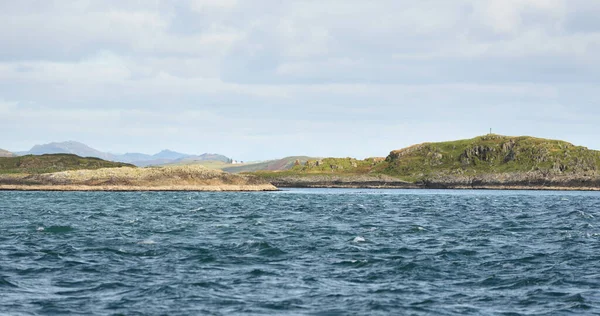 Panoramic View Shores Mountains Valleys Jura Island Water Cloudy Blue — Stock Photo, Image