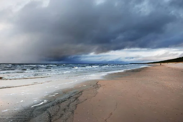 Panoramic View Baltic Sea Sunset Dramatic Sky Dark Glowing Cumulus — Stock Photo, Image