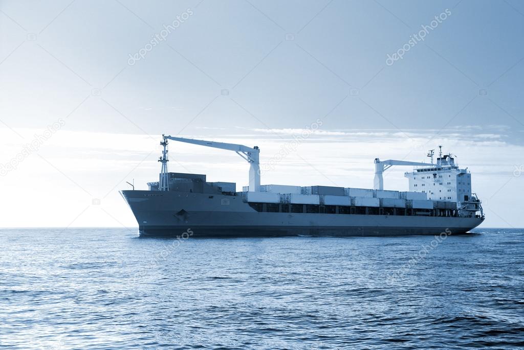 cargo container ship sailing