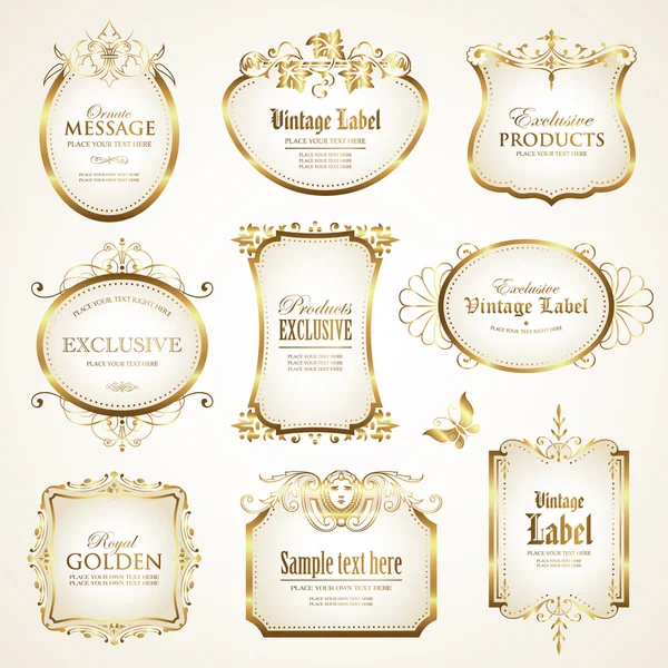 Etiquetas enmarcadas en oro blanco — Archivo Imágenes Vectoriales