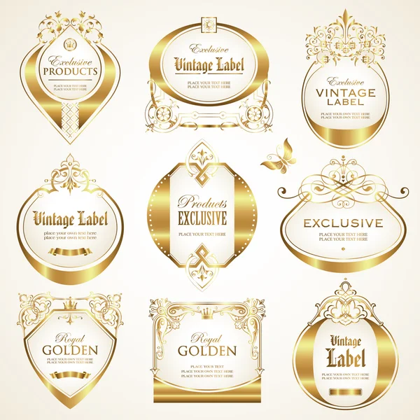 White gold-framed labels — Stock Vector