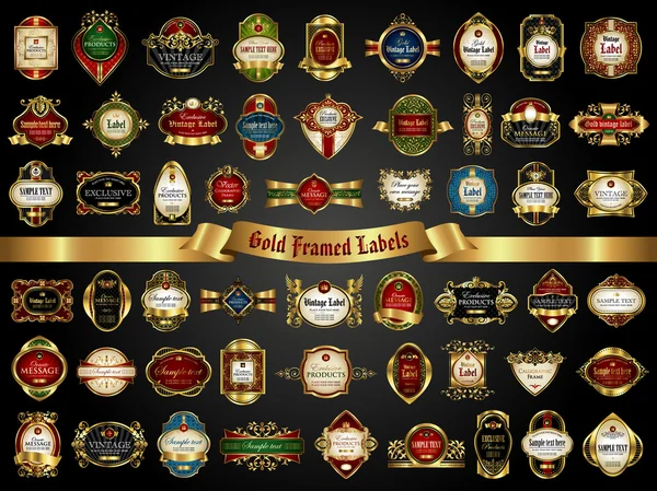 altın çerçeveli etiket - vintage tarzı vektör kümesi