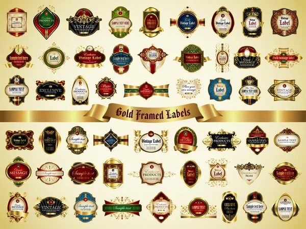 altın çerçeveli etiket - vintage tarzı kümesi