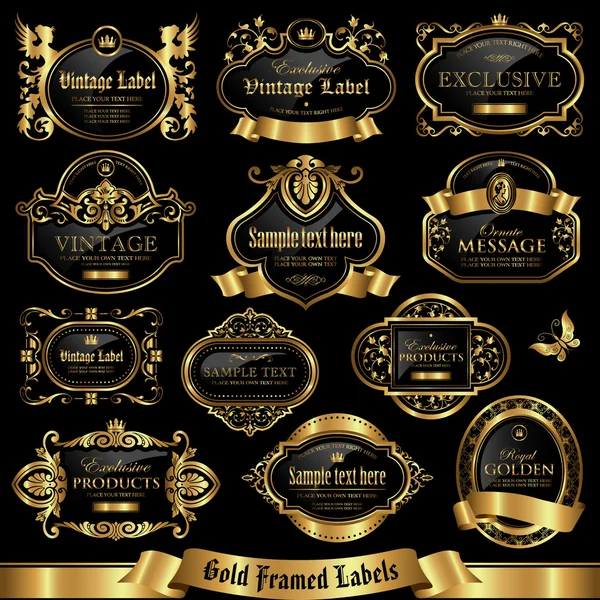 Gold framed labels set 11 — Stock Vector