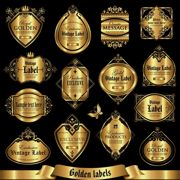 Vector set of golden labels — Stock Vector