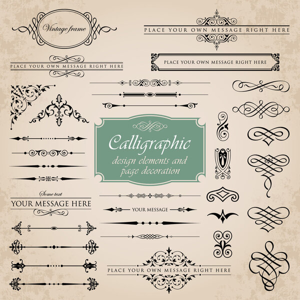 Calligraphic design elements and page decoration set 1