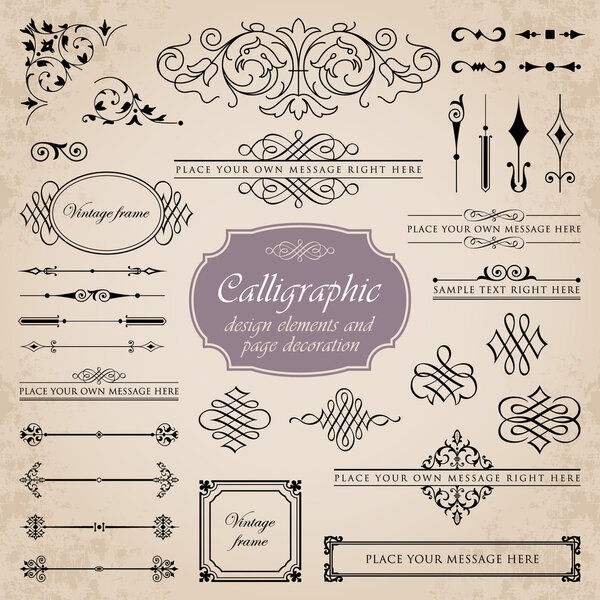 Calligraphic design elements and page decoration set 2