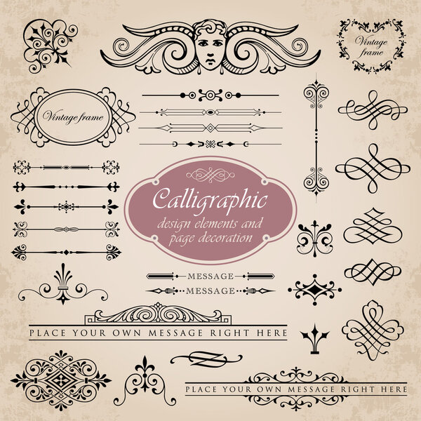 Calligraphic design elements and page decoration set 4