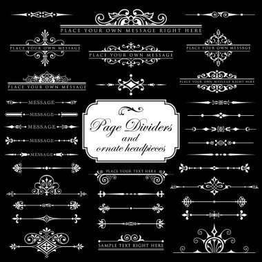 Page Dividers and ornate headpieces - Isolated On Black Background clipart