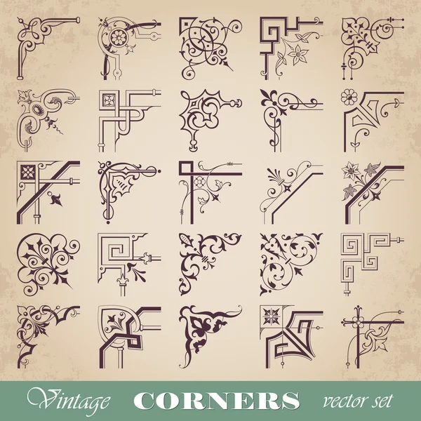 Conjunto vectorial de esquinas vintage — Vector de stock