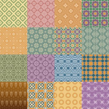 retro Dikişsiz desen renkli vektör seti
