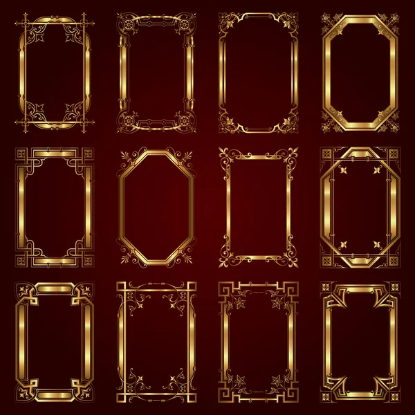 Dekoratif Altın çerçeveler vektör kümesi
