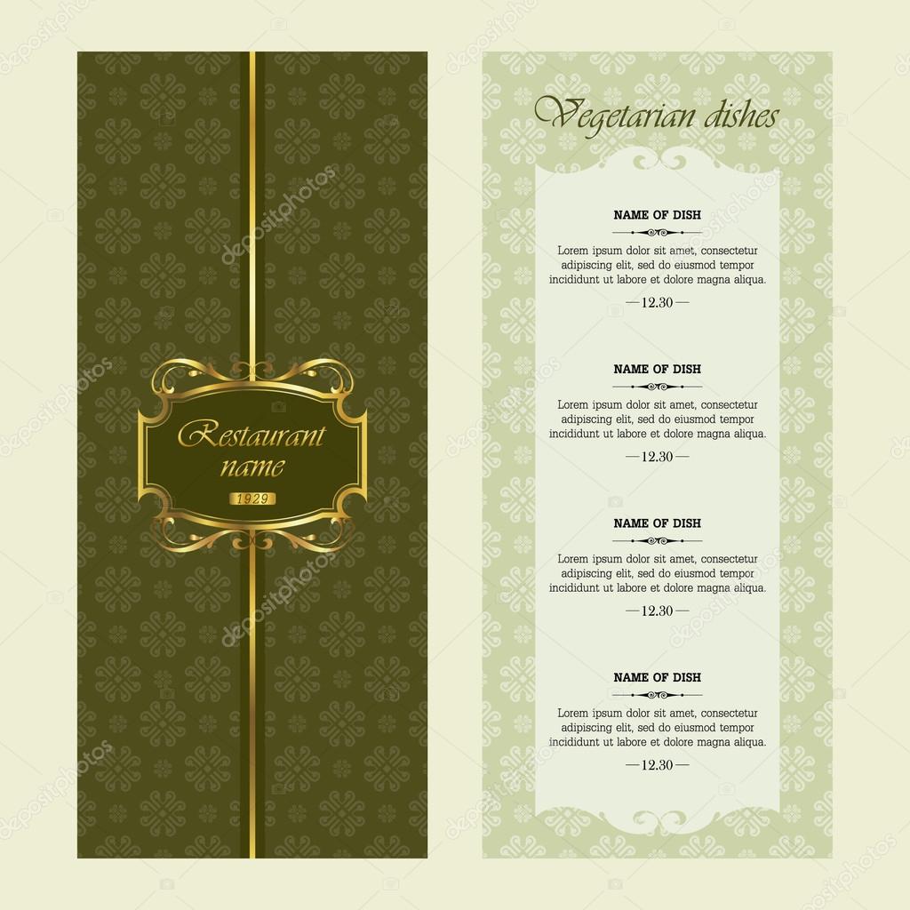 Menu for restaurant