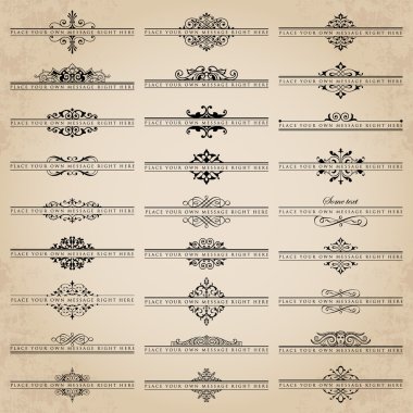Vector set of 27 ornate headpieces clipart