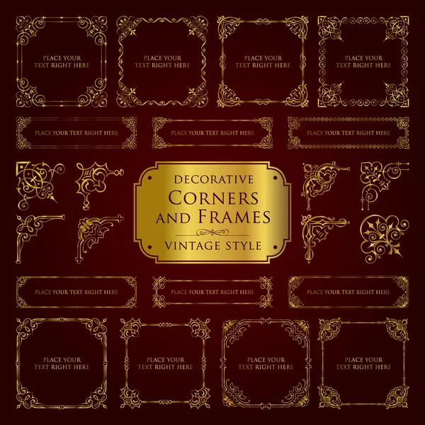 Altın dekoratif köşeler ve çerçeveler vintage tarzı