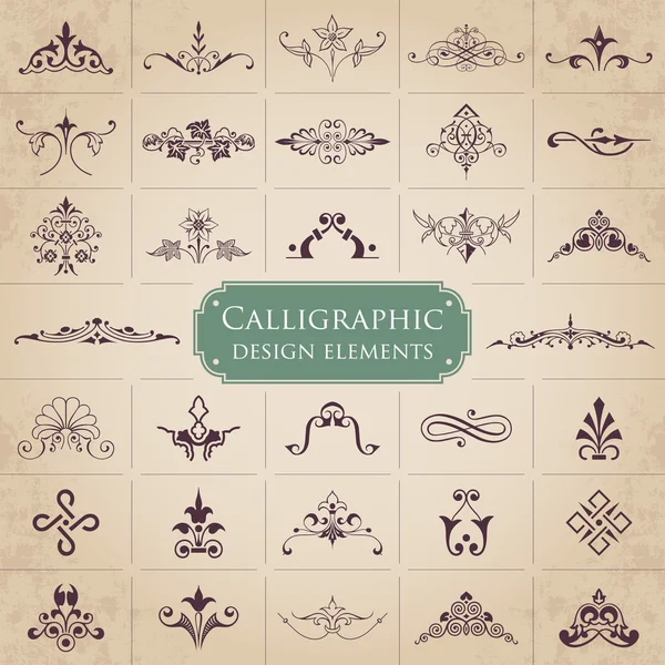 Elementos de diseño caligráfico - Conjunto vectorial — Archivo Imágenes Vectoriales