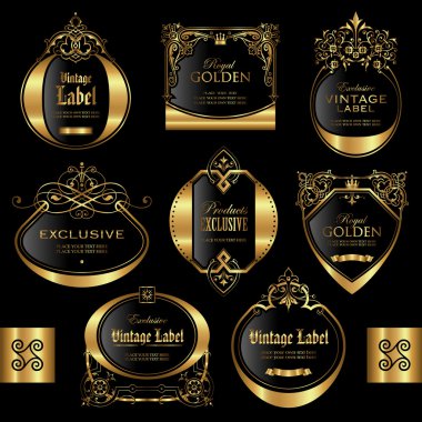 Gold framed labels - vector set clipart