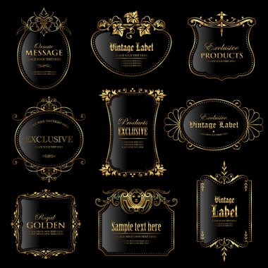 Vector set of gold framed labels