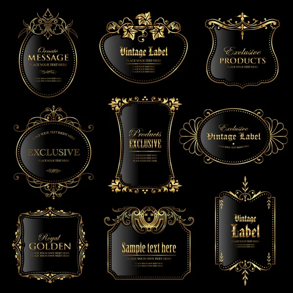 Vector set of gold framed labels — Stock Vector