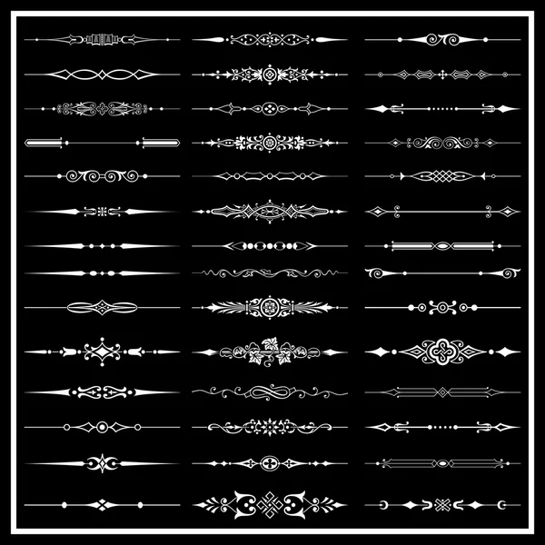 Dzielniki strony na białym tle na czarnym tle - wektor zestaw — Wektor stockowy