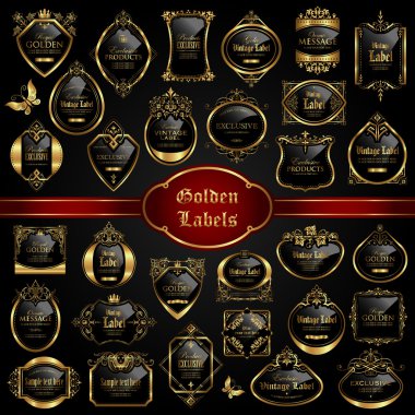 Altın çerçeveli etiketleri - vektör set