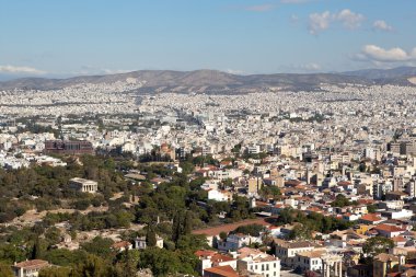 Yunanistan. Atina. Dan yukarıda, Akropolis'e görüntülemek.