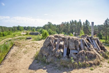 Orman vadisi manzarası ve parlak güneş ışığı altında inşaat