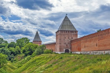 Pozdnyakov ve Veselukh 'un kuleleri. Smolensk 'te. Rusya