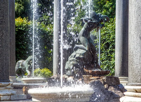 Statue Nymph Aganippa Fountain Lion Cascade Petrodvorets Peterhof Petersburg Russia — Stock Photo, Image