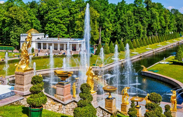 Peterhof Russia July 2020 Photo View Samson Fountain — Stock Photo, Image