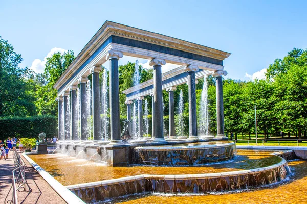 Fontaine Cascade Lion Petrodvorets Peterhof Saint Pétersbourg Russie Date Tournage — Photo