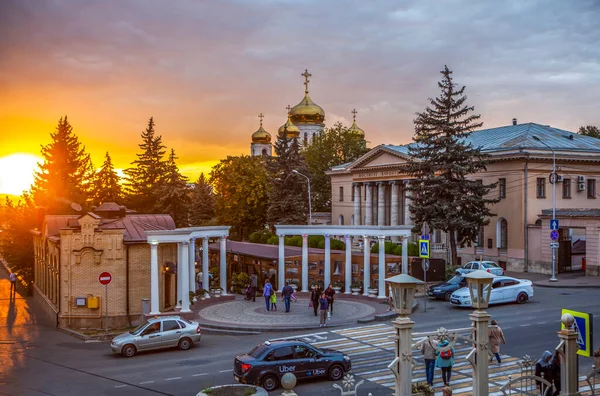 Gün Batımında Tarihi Şehir Merkezinde Pyatigorsk Stavropol Bölgesi Çekim Tarihi — Stok fotoğraf