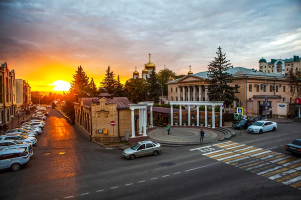 Gün Batımında Tarihi Şehir Merkezinde Pyatigorsk Stavropol Bölgesi Çekim Tarihi — Stok fotoğraf