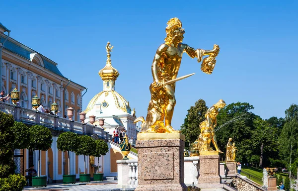 Peterhof Russie Juillet 2020 Vue Fontaine Samson — Photo
