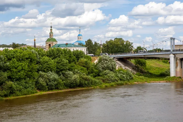 Dnieper Embankment Overlooking Bridge Belyaev Street Church Nicholas Wonderworker Bell —  Fotos de Stock