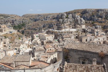 Matera mağara evlerinin antik bir şehridir. Basilicata. İtalya.